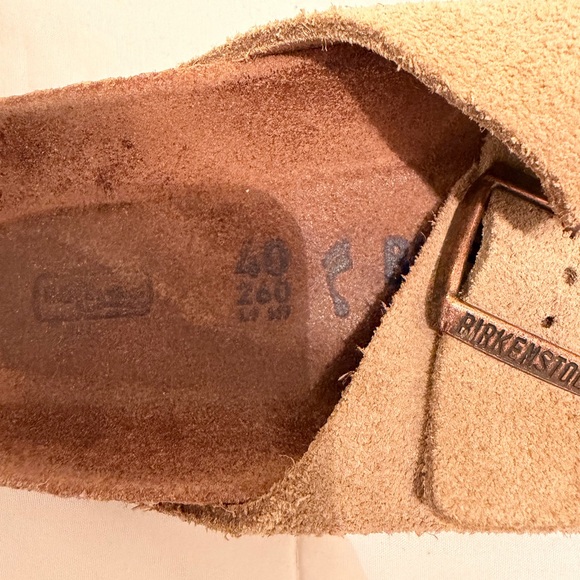 Birkenstock Light Brown Suede Footbed Sandals - Picture 2 of 2